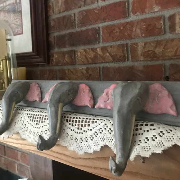 Rare Vintage Hand Carved Elephant head Wall Hanger - Picture 1 of 9